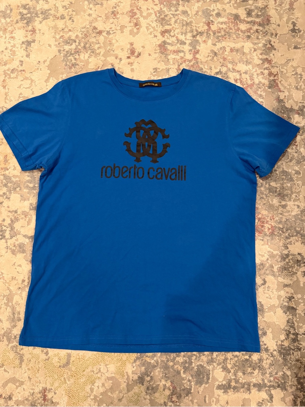 Roberto Cavalli Blue Tee with Black Logo